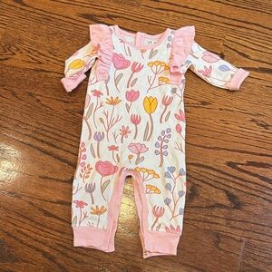 Floral Baby Romper with Ruffle Sleeves